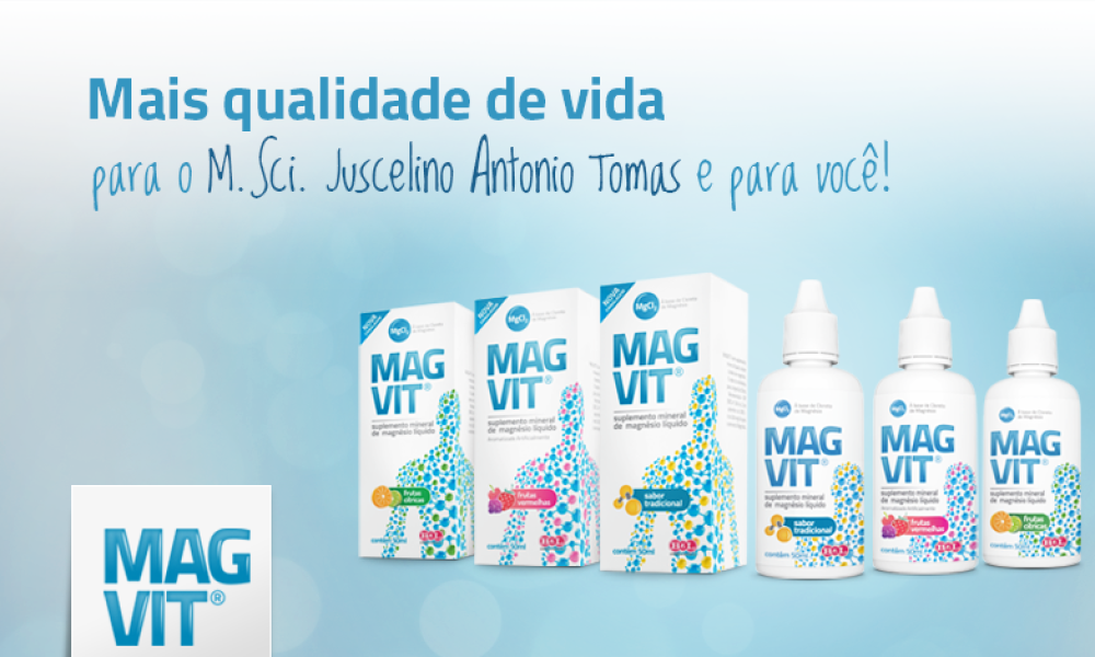 Imagem do Magvit líquido e explicação de como o magnésio ajuda a estabilizar os níveis de cálcio 